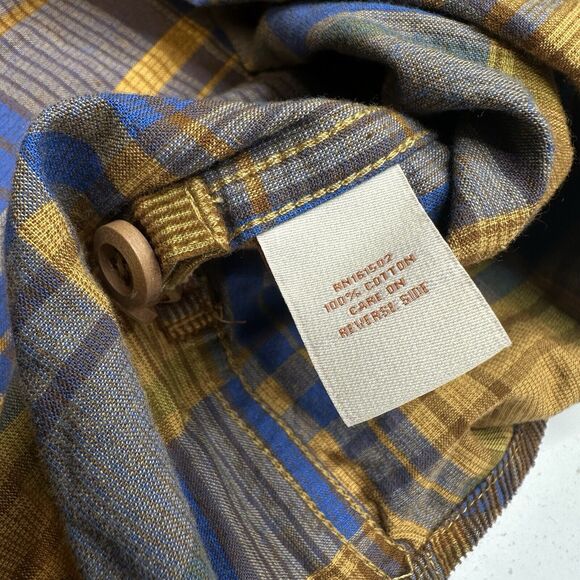 Territory Ahead Shirt Men Medium Button Corduroy Rust Brown Plaid Western Cowboy - Picture 9 of 9